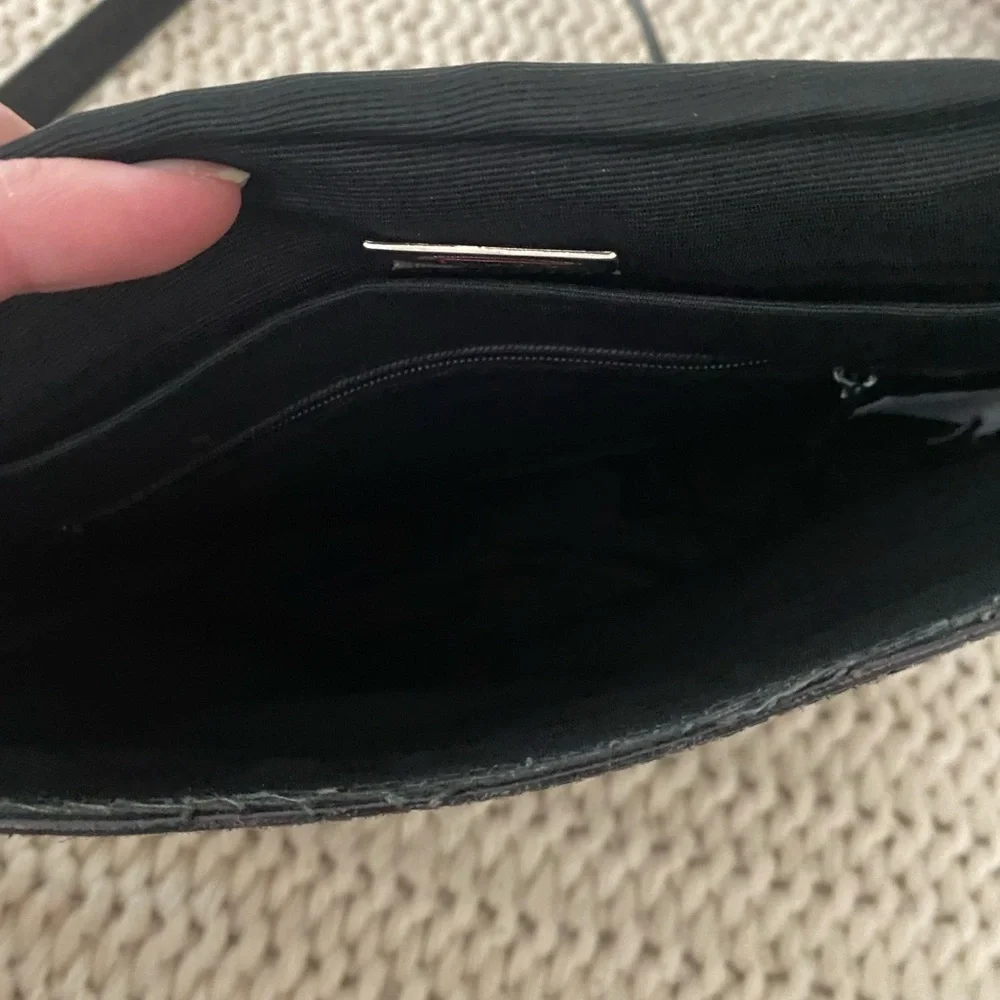 Black Snakeskin Leather Crossbody purse
